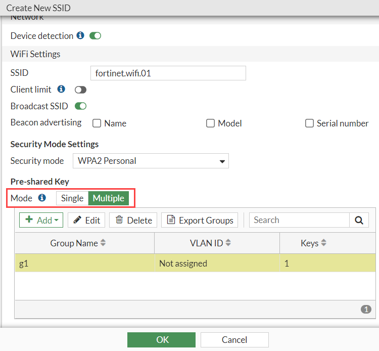 GUI support for Wireless client MAC authentication and MPSK